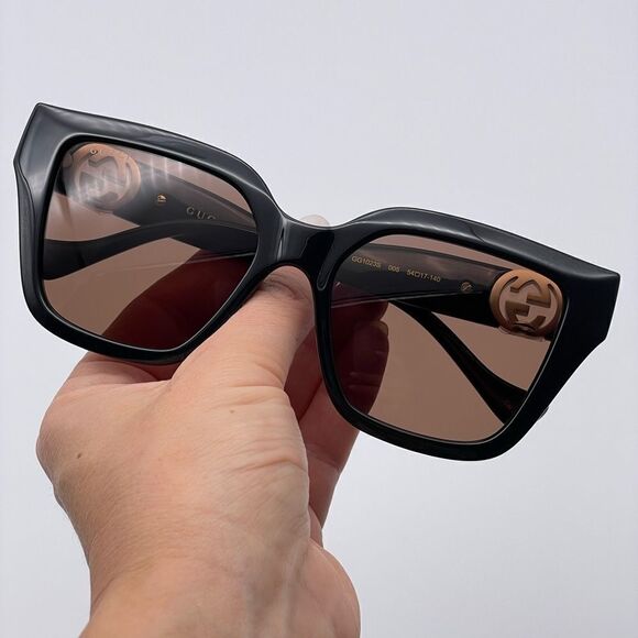 GUCCI Sunglasses GG1023S 005 With Chain Black/Brown Women NEW main image 8